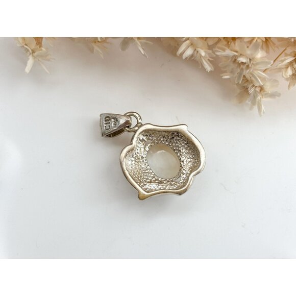 Moonstone Accented Abstract Sterling Silver 925 Vintage Pendant | Charm - Picture 2 of 9